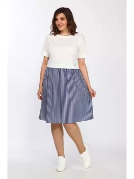 Платье 1515 молочный с синим