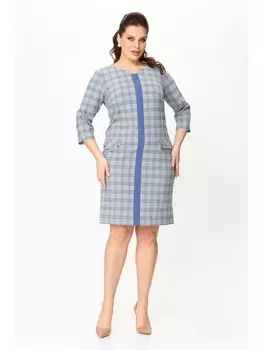 Платье 1536 синий с серым