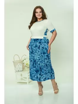 Платье 1581-белый+синий