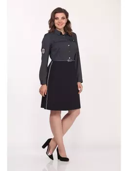 Платье 1667 темно-синий+белый