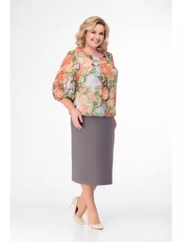 Платье 1668 цветы+ какао