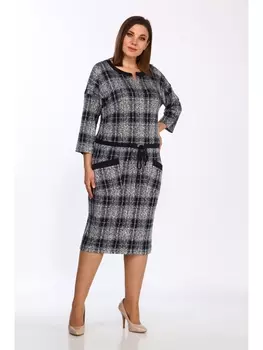 Платье 1673 Темно-синий с серым
