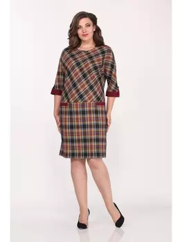 Платье 1826 сине-бежевая клетка