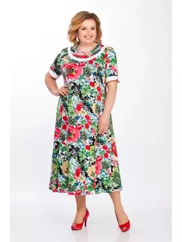 Платье 1852 салатовые цветы