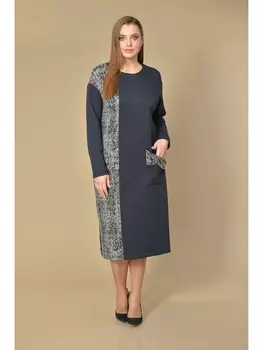 Платье 1981-т.синий+серым
