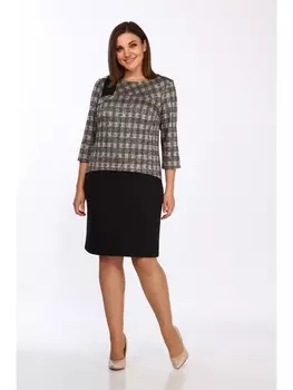 Платье 1984-1 черный с бежевым