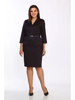 Платье 1996-1 Темно-синий с кирпичной полоской