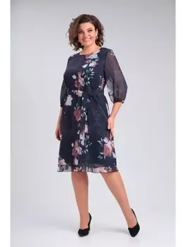 Платье 1-021 синие цветы