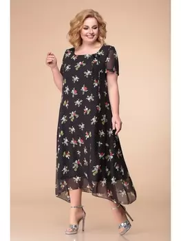 Платье 1-1332-черный в точку