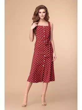 Платье 1-1973 красный\горох