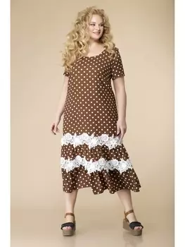Платье 1-2108 коричневый/белый