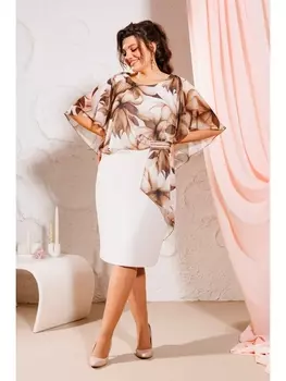 Платье 1-2371 коричнево/бежевый