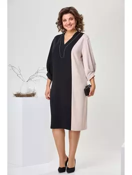 Платье 1-2436 чёрный/пудровый