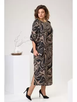 Платье 1-2442 чёрный/беж
