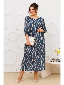 Платье 1-2442 лазурно/серый