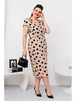 Платье 1-2532 бежевый горох