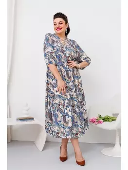 Платье 1-2644 серо-синий