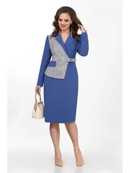 Платье 2041 синий+клетка