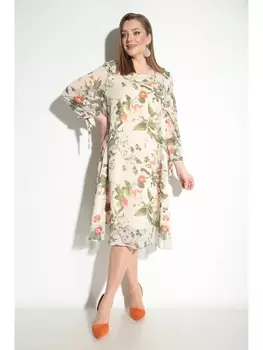 Платье 2049 бежево-зеленый