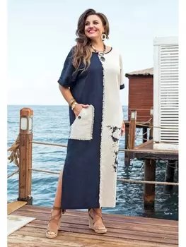 Платье 20643 т.синий+молочный