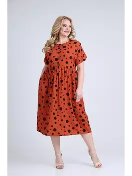Платье 2107 горохи кирпич