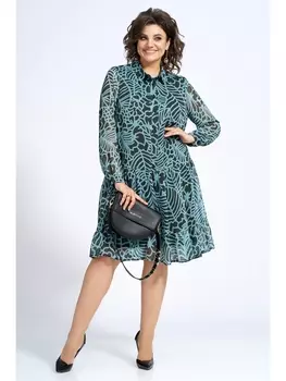 Платье 2146 бирюза с черным