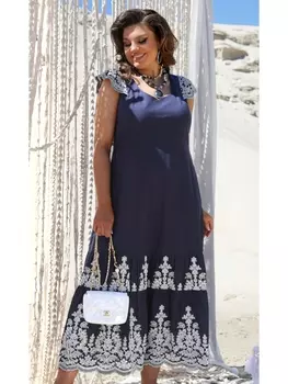 Платье 21483 синий+белый