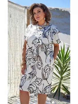 Платье 21713 диз.цветы молочный+черный