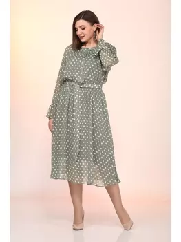 Платье 2204-12 Хаки в горошек