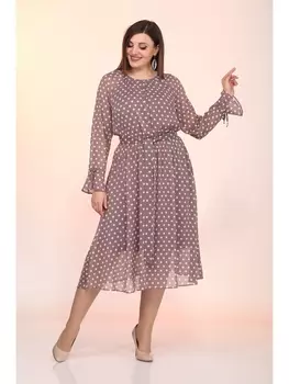 Платье 2204-1 Кофейный в мелкий горошек