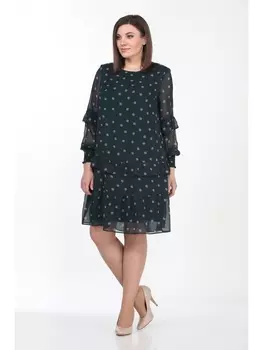 Платье 2212/1 изумруд+горошек