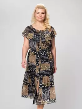 Платье 2215 синий+бежевый