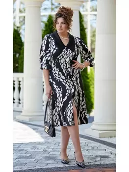 Платье 22653 дизайн черный+молочный