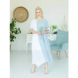 Платье 2387 бело - голубой