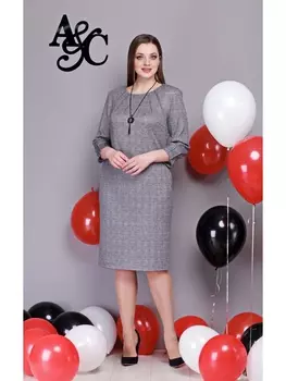 Платье 251 серый+роз клетка