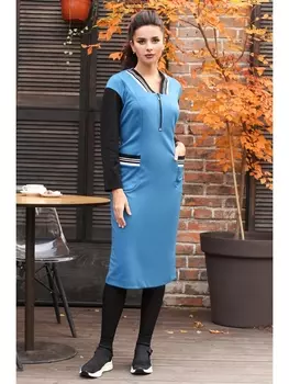 Платье 2614 голубой_черный