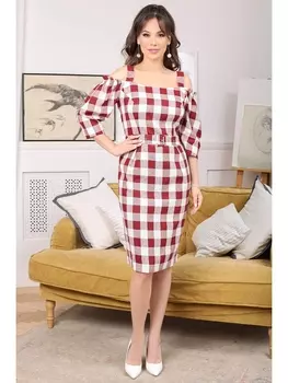 Платье 2674 бордо_клетка