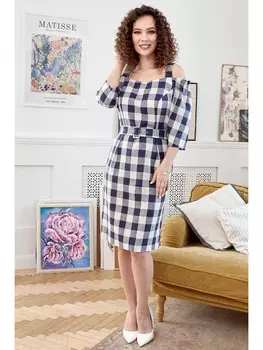Платье 2674 синий_клетка