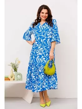 Платье 2686 бело-голубое