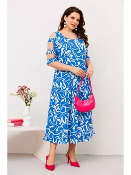 Платье 2687 бело-голубое