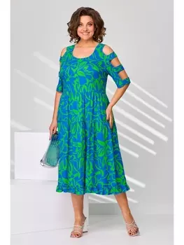 Платье 2687 зелено-васильковый