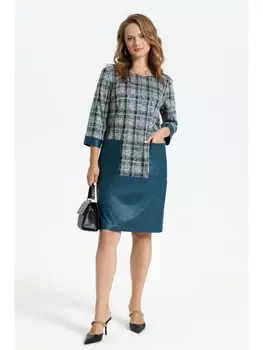 Платье 2944 клетка+морская волна