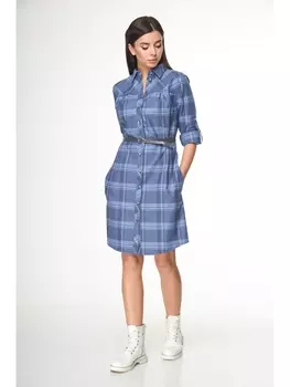 Платье 368 голубая клетка