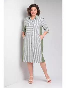 Платье 368 зелёный+белый
