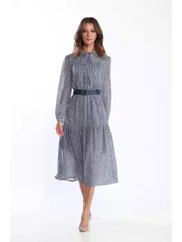 Платье 3786 цветы на голубом