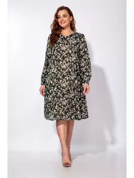 Платье 3848 черный+бежевый