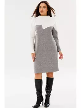 Платье 4077 молочный+серый