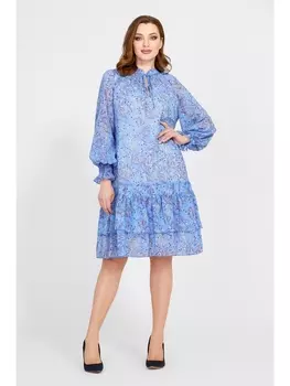 Платье 418 голубой в цветы