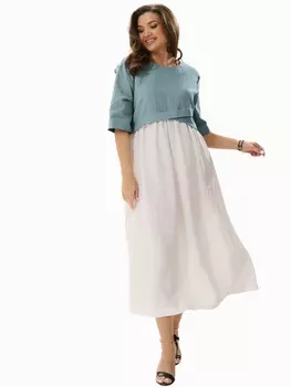 Платье 424-005 голубой+белый