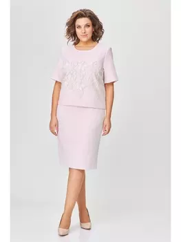 Платье 447а молочный с розовым